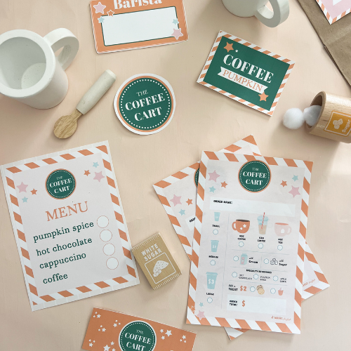 Pretend Play Coffee Shop Kit Digital Download - Pumpkin Spice Themed ...
